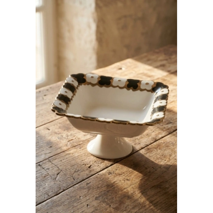 Cleef Ayaklı Kare Sunum Tabağı - 25 cm