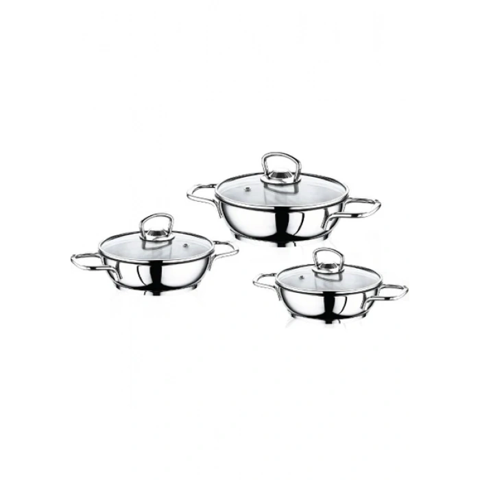 Eco 6 Parça Tel Kulplu Çelik Omlet Sahan Seti 14-16-18 cm