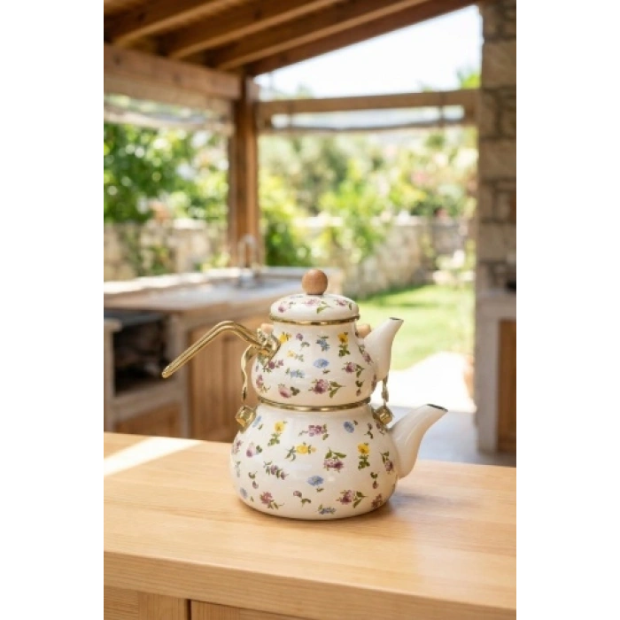Petit Fleur Emaye Demlik Çaydanlık
