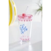 Vicenza Pipetli Cam Bardak Pembe - 400 ml