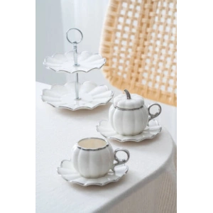 Betty 2 Kişilik Standlı Kahve Fincan Takımı Silver - 130 ml