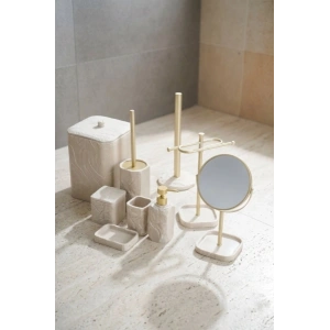 Laduree 9 Parça Banyo Seti Taş Görünümlü Krem
