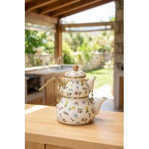 Petit Fleur Emaye Demlik Çaydanlık