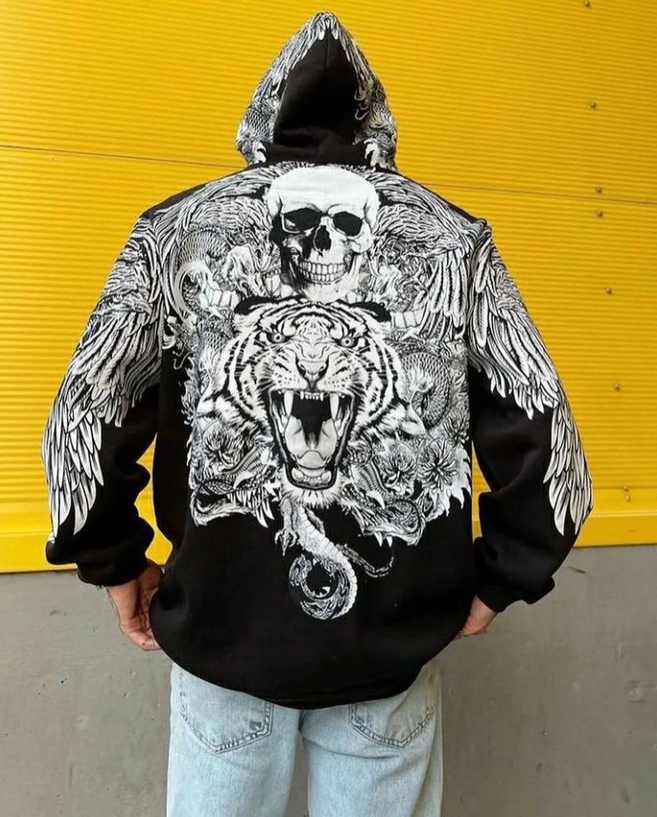 Tiger Sırt Baskı Unisex Hırka