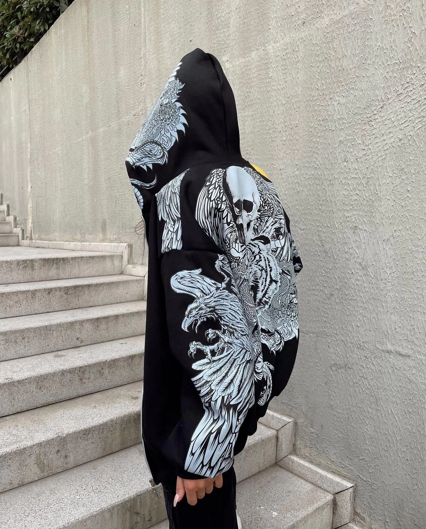 Tiger Sırt Baskı Unisex Hırka