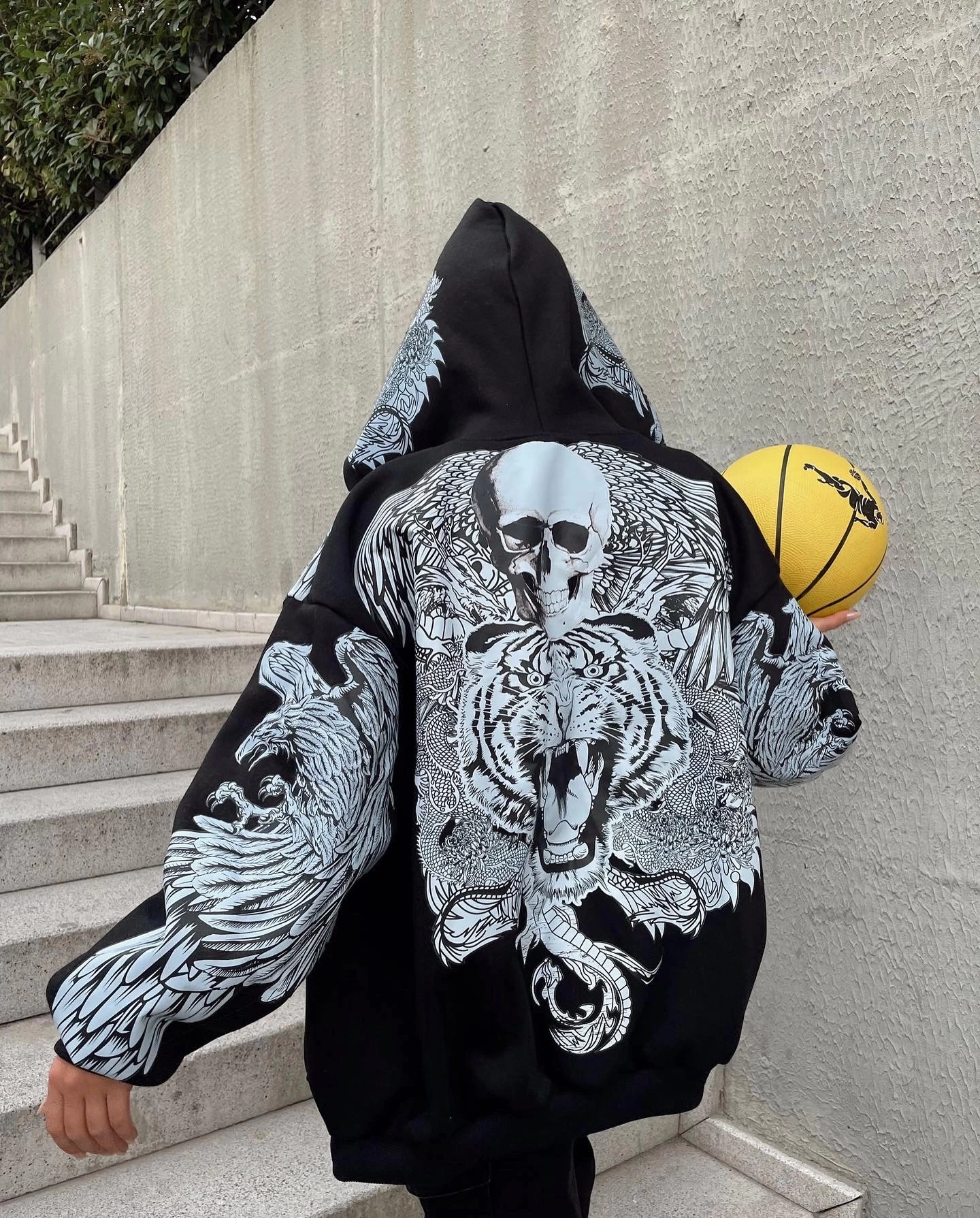Tiger Sırt Baskı Unisex Hırka