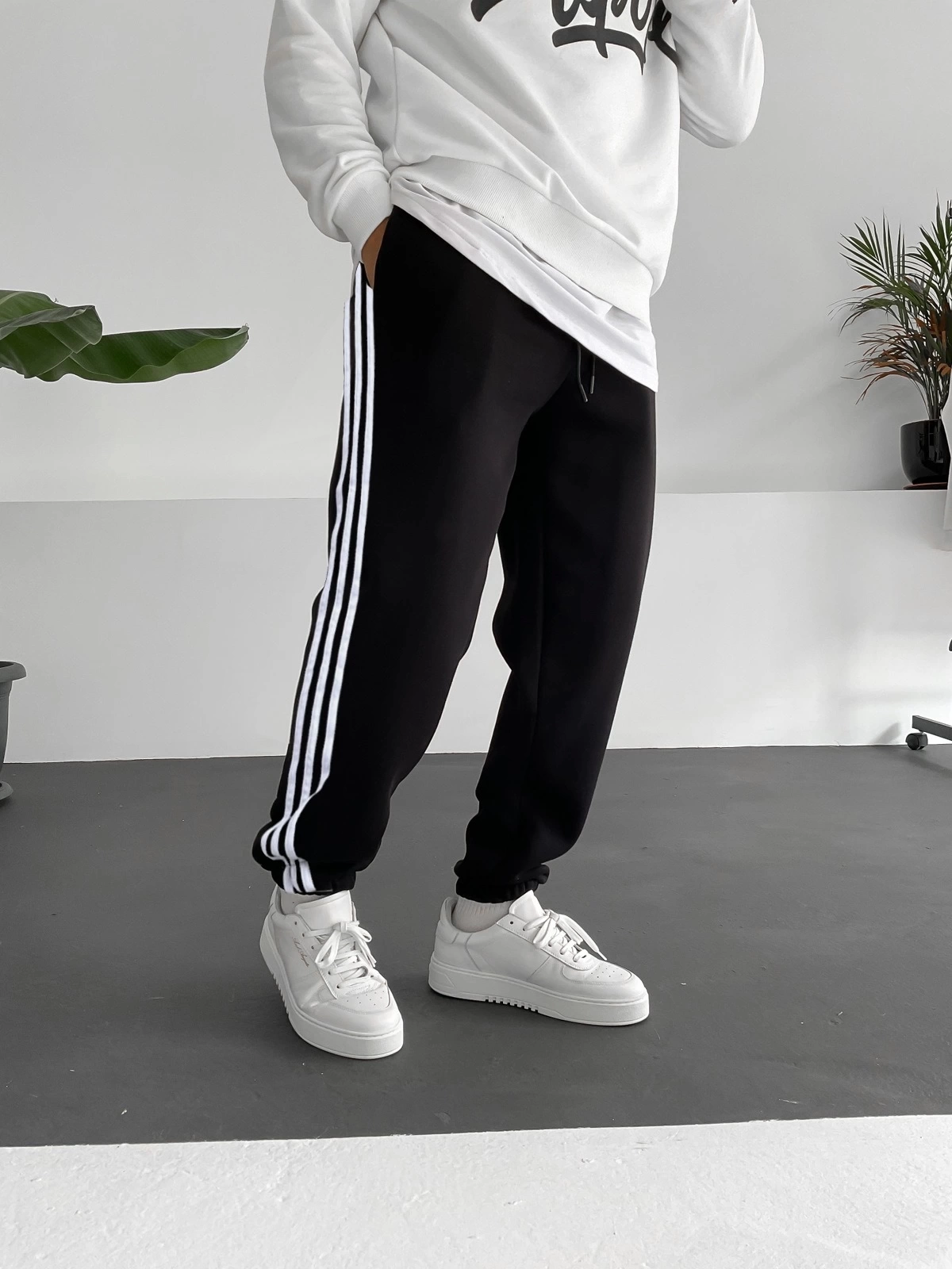 Şeritli Unisex Şardonlu Eşofman
