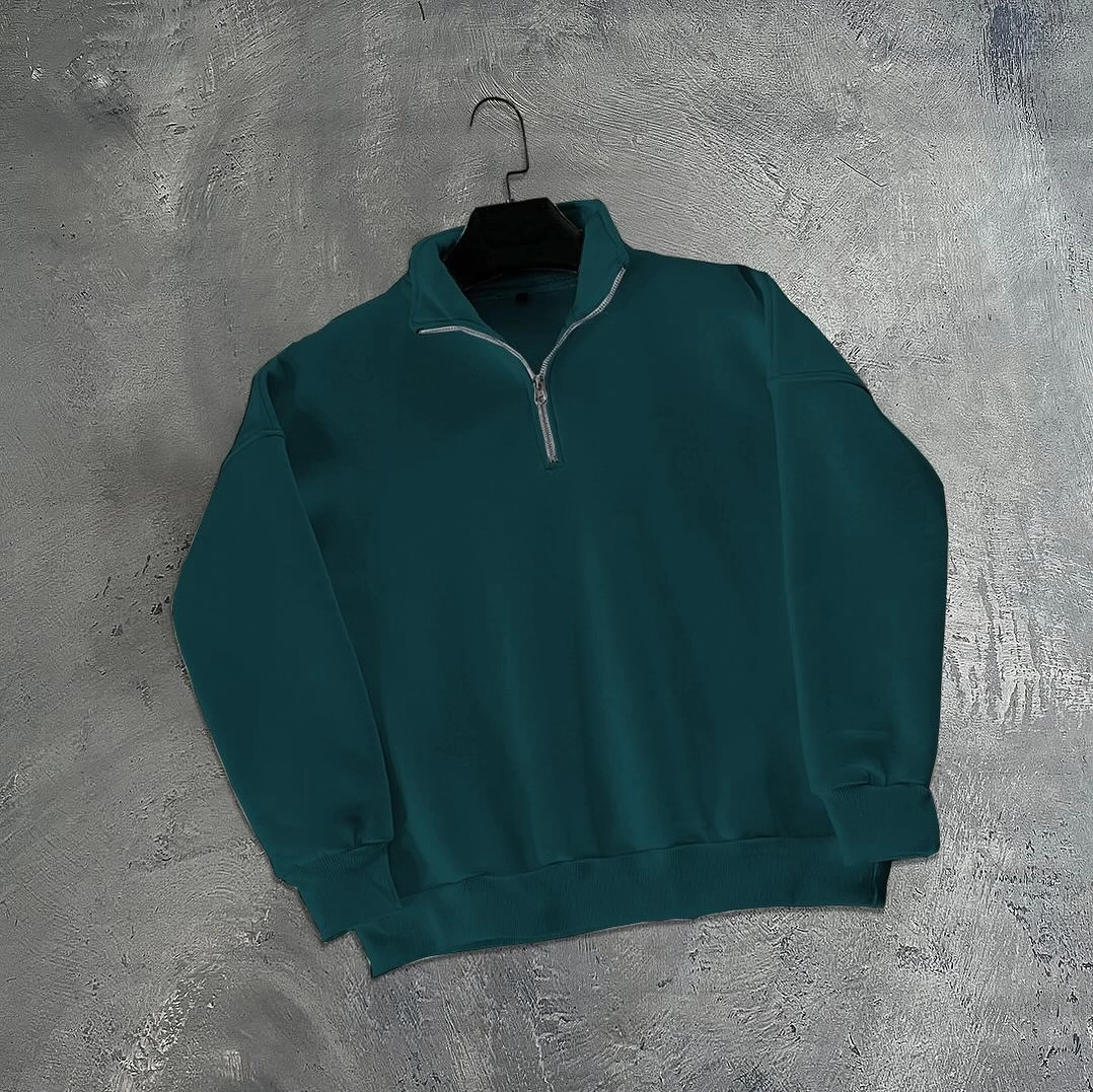 Basic Polo Yaka Unisex Şardonlu Sweatshirt