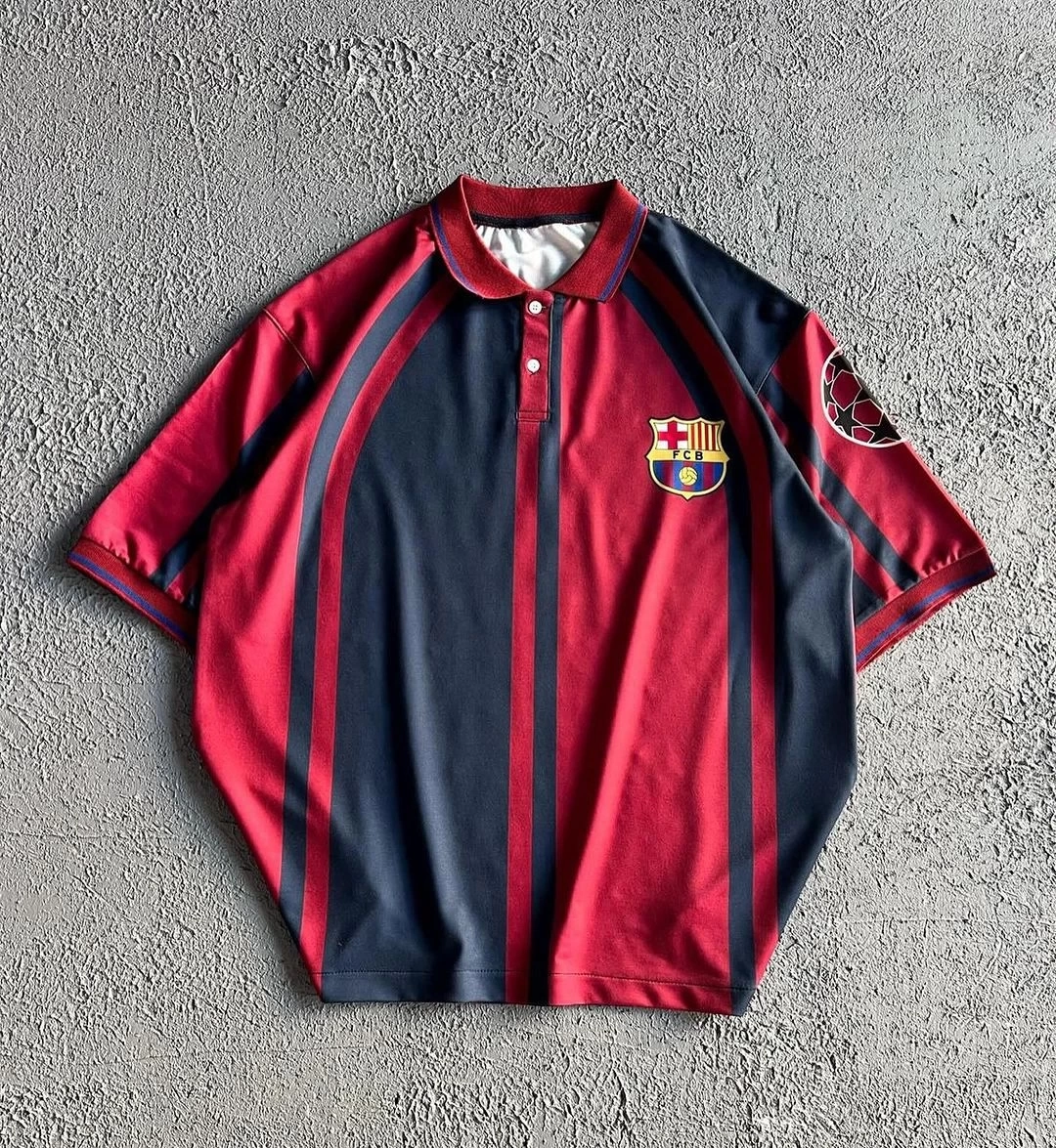 Düğmeli FCB Polo Yaka Unisex Tshirt