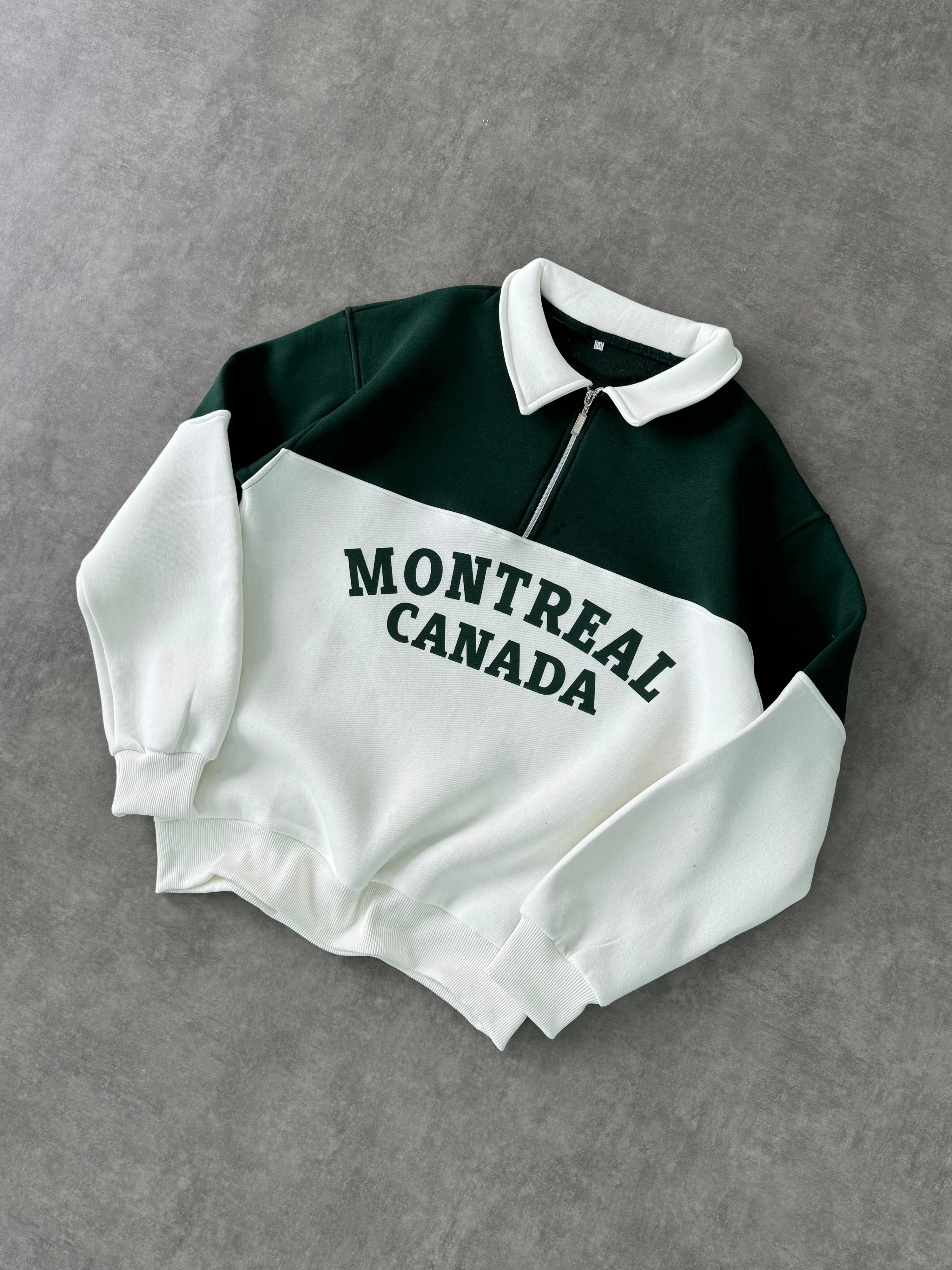 Montreal Polo Yaka Şardonlu Unisex Sweatshirt