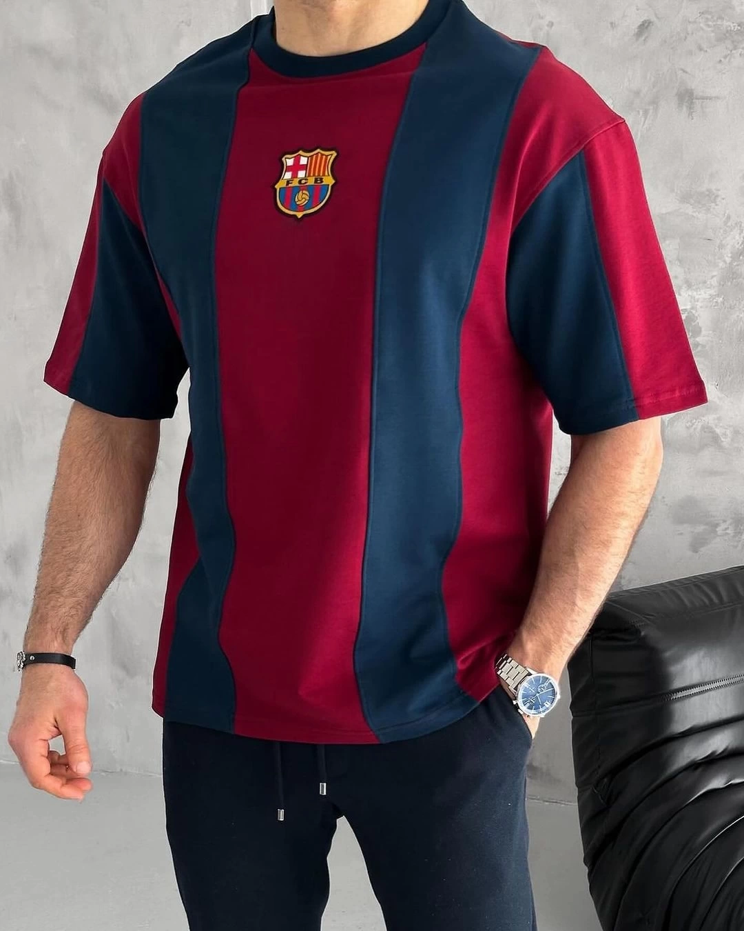 Parçalı FCB Unisex Oversize Tshirt