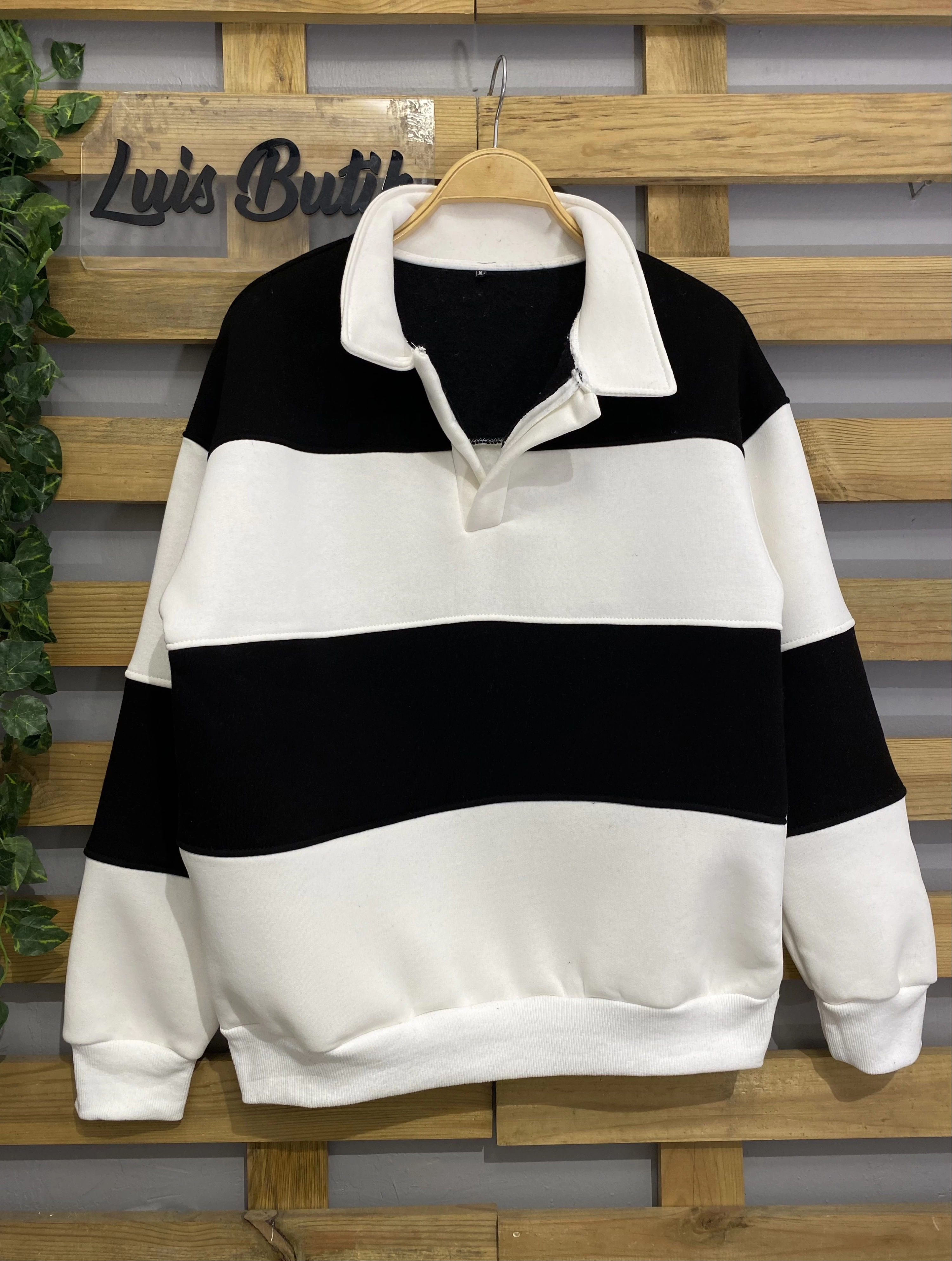 Parçalı V Yaka Unisex Sweatshirt