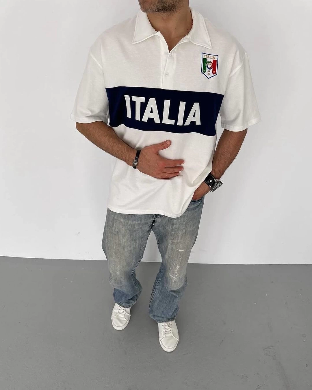 Polo Yaka İtaly Unisex Oversize Tshirt