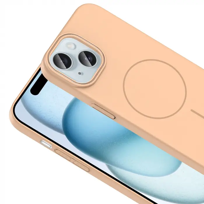 Apple iPhone 15 Kılıf M-safe Şarj Özellikli Zore Ruby Sert Kapak