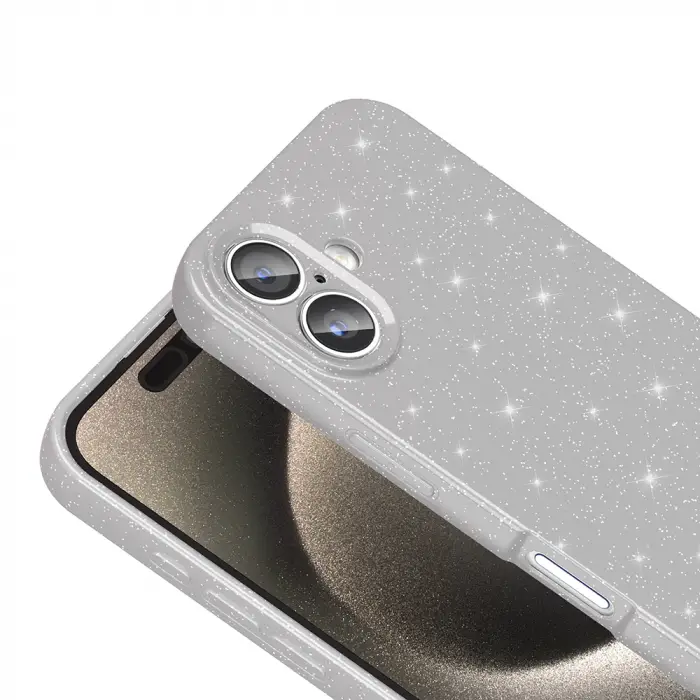 Apple iPhone 16 Plus Kılıf Kamera Korumalı Simli Lüks Zore Koton Kapak
