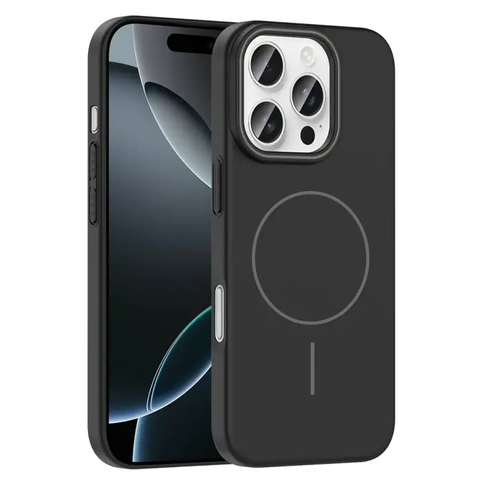 Apple iPhone 16 Pro Kılıf M-safe Şarj Özellikli Zore Ruby Sert Kapak