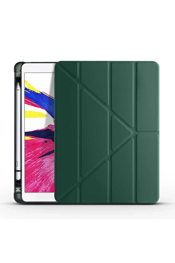 Apple iPad 10.2 (8.Nesil) Kılıf Zore Tri Folding Kalem Bölmeli Standlı Kılıf
