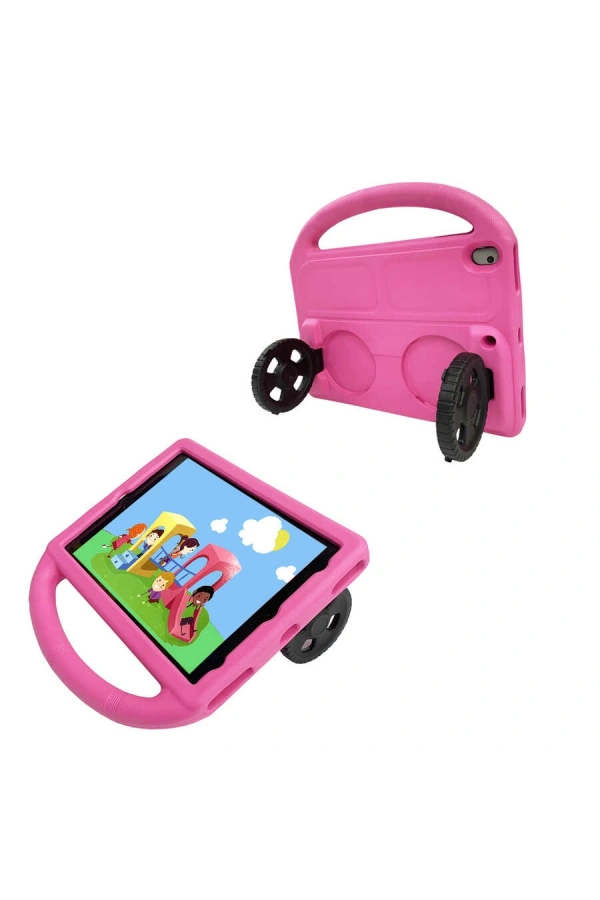 Apple iPad 10.2 (8.Nesil) Zore Wheel Car Tekerlek Standlı Tablet Eva Silikon Kılıf