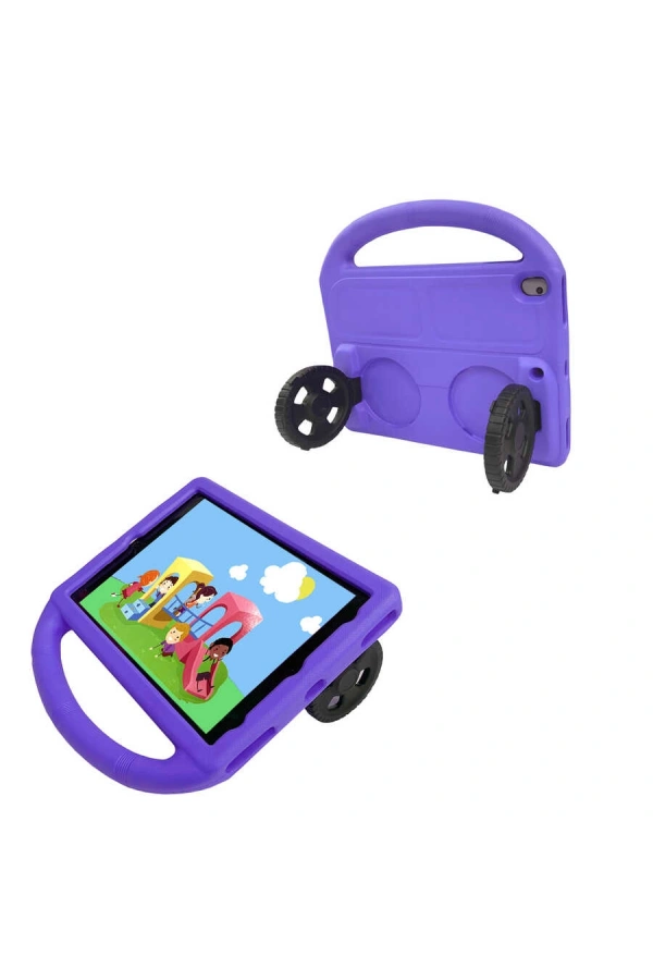 Apple iPad 10.2 (9.Nesil) Zore Wheel Car Tekerlek Standlı Tablet Eva Silikon Kılıf