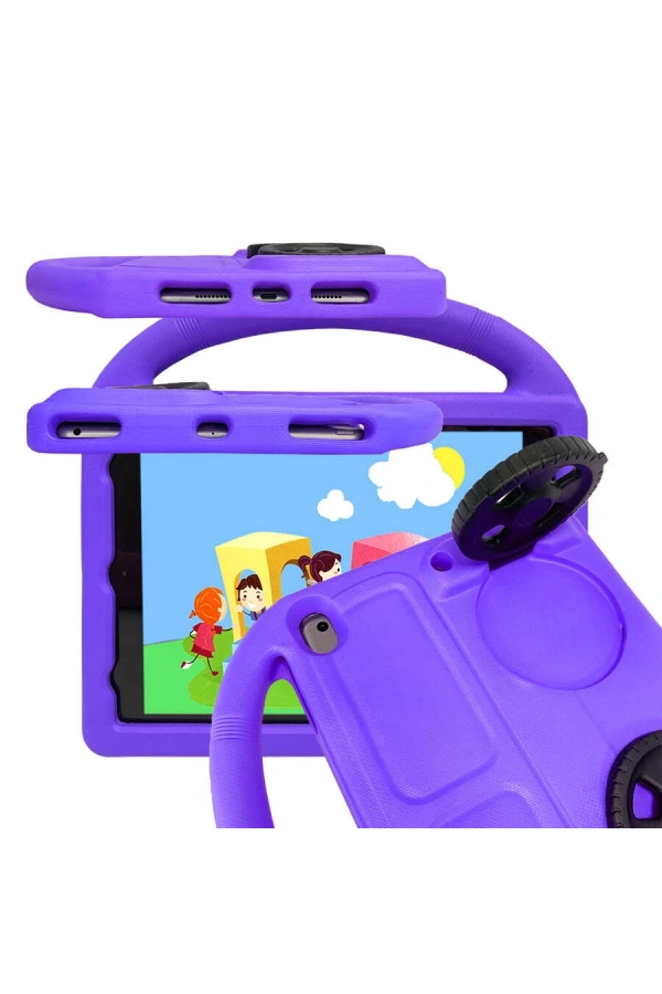 Apple iPad 10.2 (9.Nesil) Zore Wheel Car Tekerlek Standlı Tablet Eva Silikon Kılıf