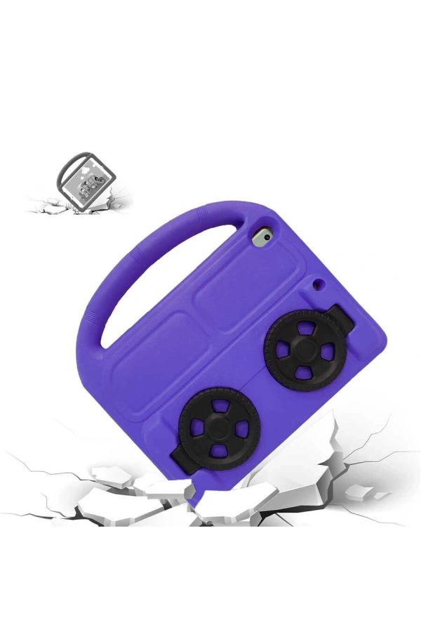 Apple iPad 10.2 (9.Nesil) Zore Wheel Car Tekerlek Standlı Tablet Eva Silikon Kılıf