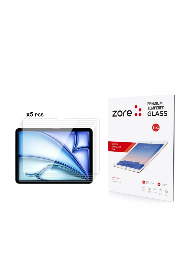 Apple iPad Air 11 2024 Zore 5in1 Tablet Temperli Cam Ekran Koruyucu
