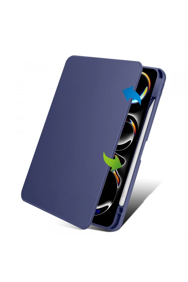 Apple iPad Pro 11 2024 Kılıf Zore Termik Kalem Bölmeli Dönebilen Standlı Kılıf