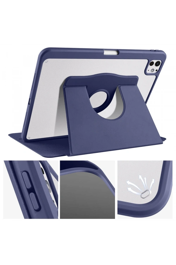 Apple iPad Pro 11 2024 Kılıf Zore Termik Kalem Bölmeli Dönebilen Standlı Kılıf