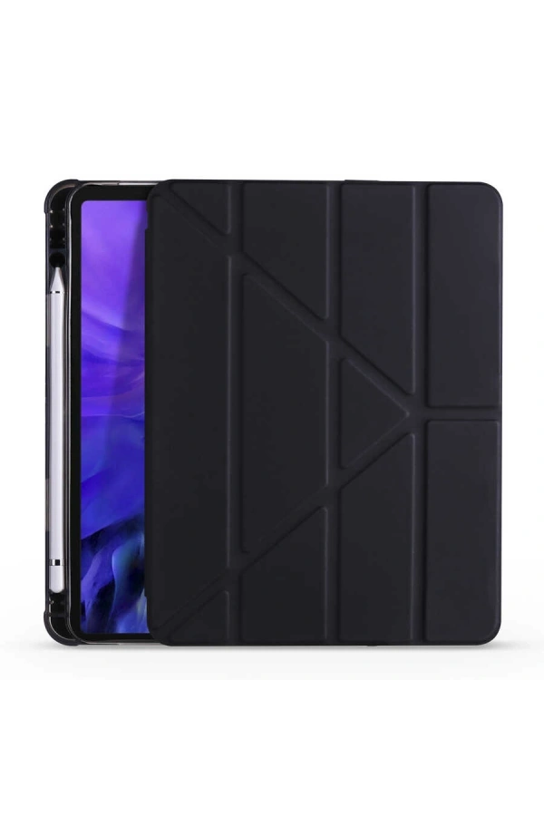 Apple iPad Pro 12.9 2022 M2 Kılıf Zore Tri Folding Kalem Bölmeli Standlı Kılıf