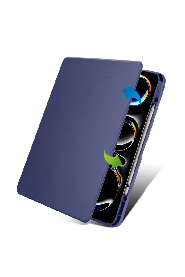 Apple iPad Pro 13 2024 Kılıf Zore Termik Kalem Bölmeli Dönebilen Standlı Kılıf
