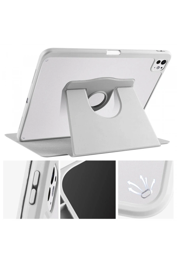 Apple iPad Pro 13 2024 Kılıf Zore Termik Kalem Bölmeli Dönebilen Standlı Kılıf