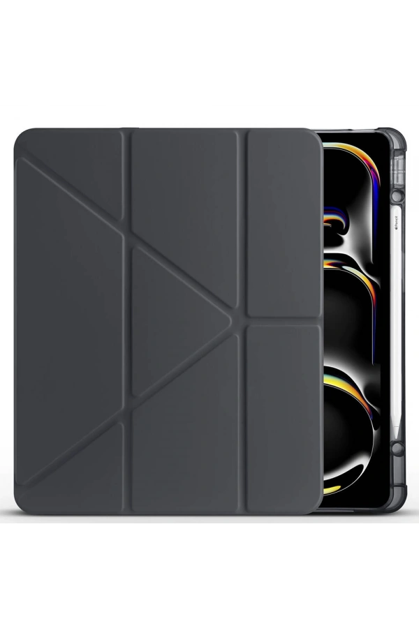 Apple iPad Pro 13 2024 Kılıf Zore Tri Folding Kalem Bölmeli Standlı Kılıf