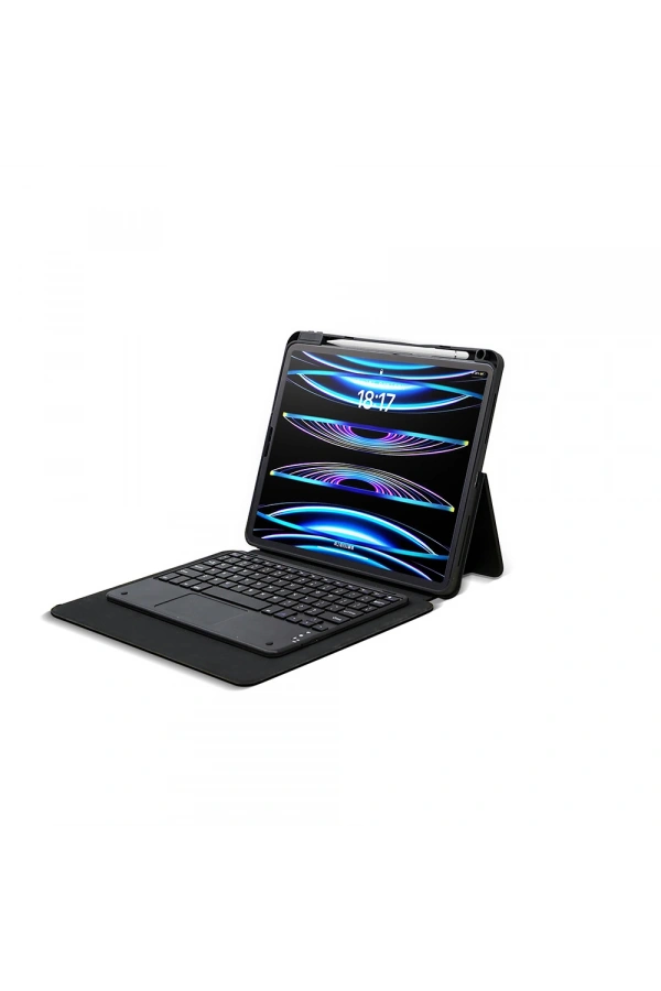 Apple iPad Pro 13 2024 Zore Border Keyboard Bluetooh Bağlantılı Standlı Klavyeli Tablet Kılıfı