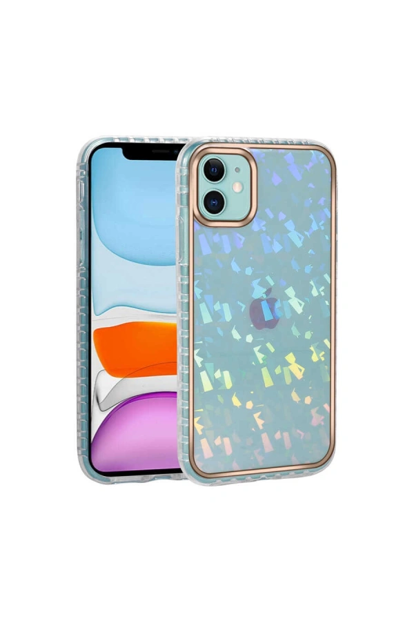 Apple iPhone 11 Kılıf Desenli Parlayan Transparan Zore Avva Kapak