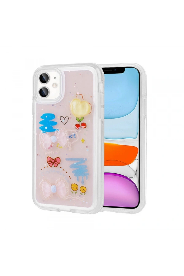 Apple iPhone 11 Kılıf Kabartma Figürlü Parlak Zore Minimini Silikon Kapak