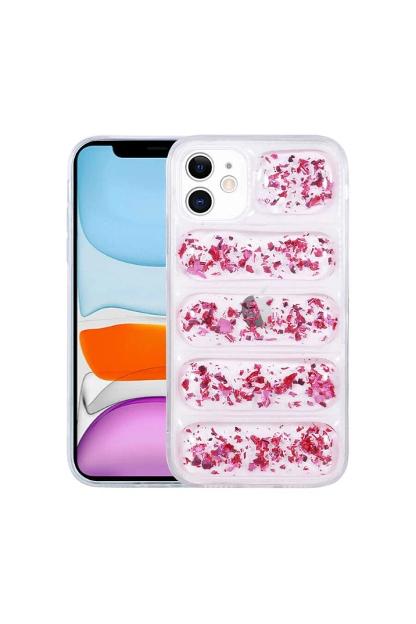 Apple iPhone 11 Kılıf Kamera Korumalı Simli Airbagli Zore Dalga Kapak