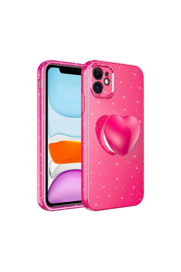 Apple iPhone 11 Kılıf Kamera Korumalı Simli Pop Soketli Lüks Zore Koton Soketli Kapak