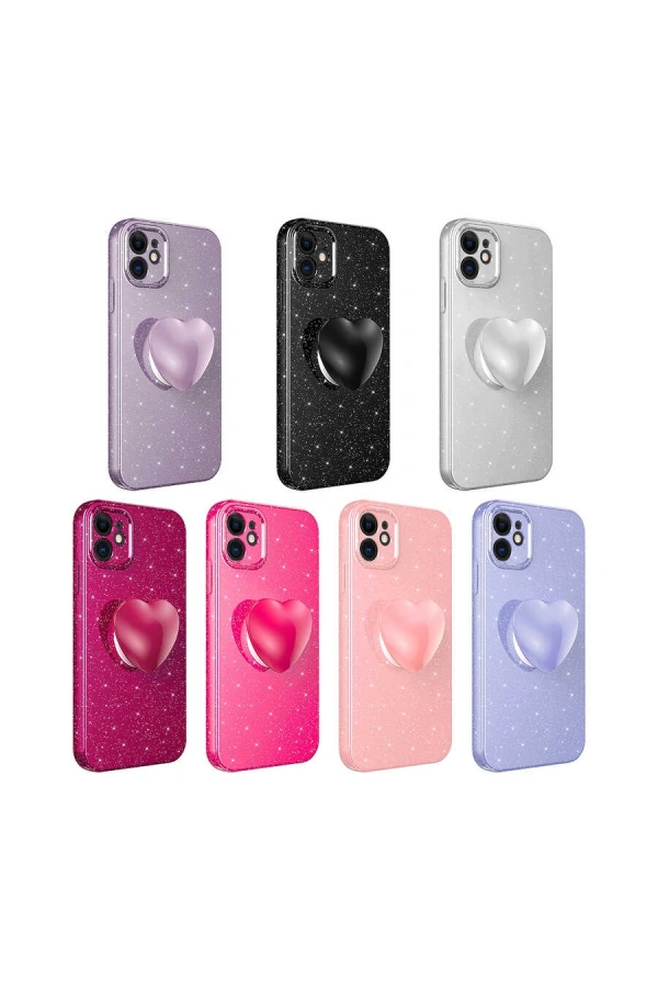 Apple iPhone 11 Kılıf Kamera Korumalı Simli Pop Soketli Lüks Zore Koton Soketli Kapak
