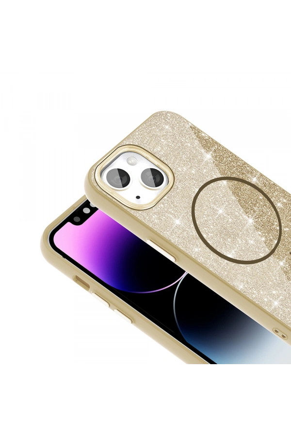Apple iPhone 11 Kılıf M-safe Şarj Özellikli Parlayan Simli Zore Okso Kapak