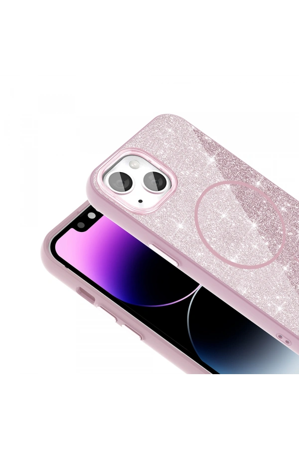 Apple iPhone 11 Kılıf M-safe Şarj Özellikli Parlayan Simli Zore Okso Kapak