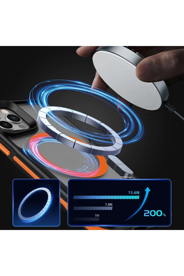Apple iPhone 11 Kılıf M-safe Şarj Özellikli Renkli Kenar Airbag Şeritli Zore Lamer Kapak