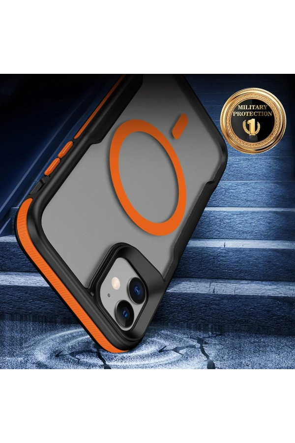 Apple iPhone 11 Kılıf M-safe Şarj Özellikli Renkli Kenar Airbag Şeritli Zore Lamer Kapak