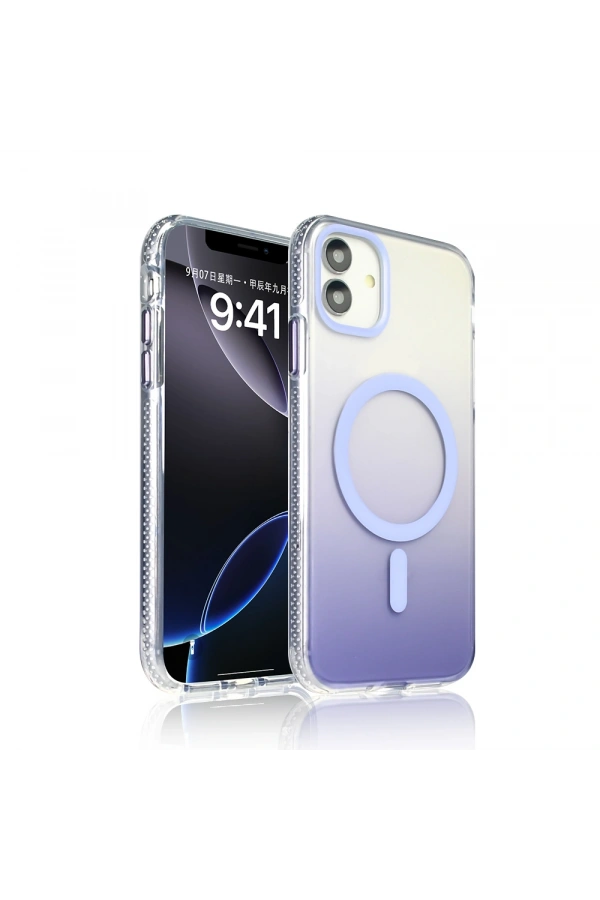 Apple iPhone 11 Kılıf M-safe Şarj Özellikli Transparan Renk Geçişli Zore Toros Kapak
