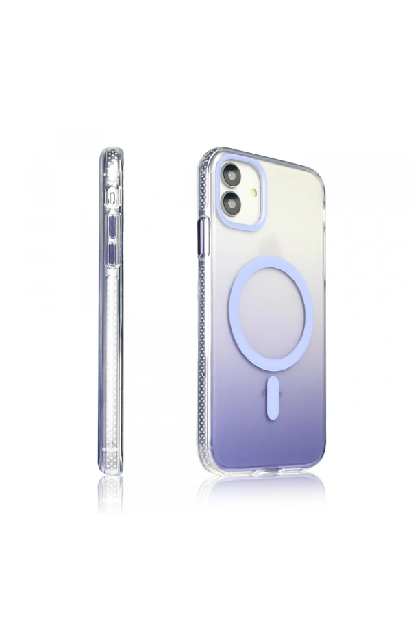 Apple iPhone 11 Kılıf M-safe Şarj Özellikli Transparan Renk Geçişli Zore Toros Kapak