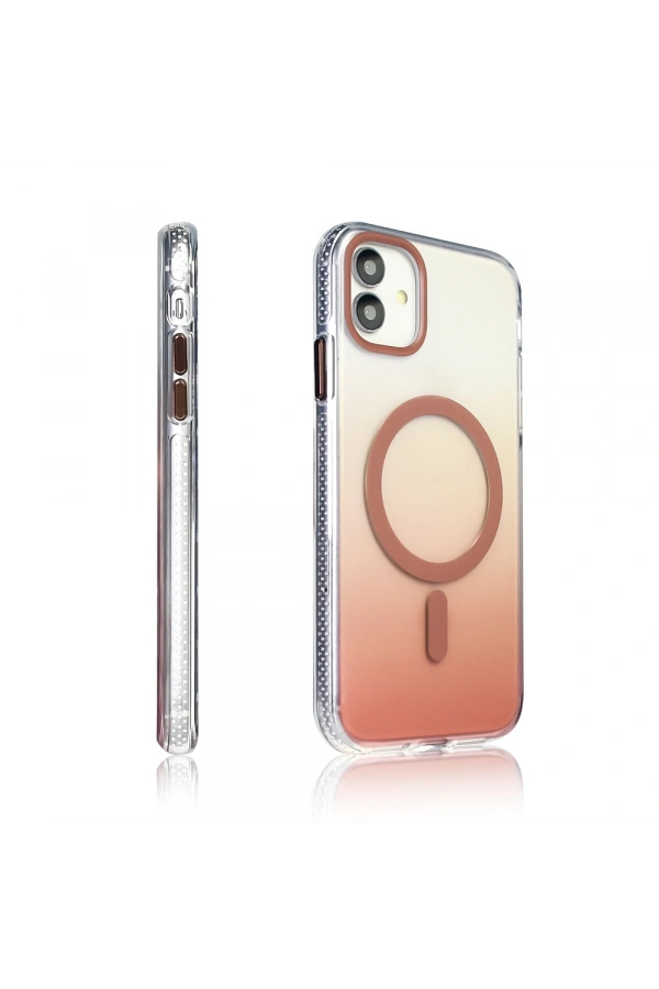 Apple iPhone 11 Kılıf M-safe Şarj Özellikli Transparan Renk Geçişli Zore Toros Kapak