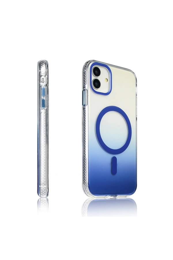 Apple iPhone 11 Kılıf M-safe Şarj Özellikli Transparan Renk Geçişli Zore Toros Kapak