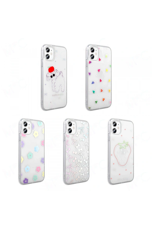 Apple iPhone 11 Kılıf Şeffaf Figürlü Zore Folk Sert Kapak