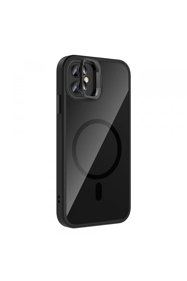 Apple iPhone 11 Kılıf Standlı ve Kamera Lens Hediyeli M-Safe Şarj Özellikli Zore Etro Kapak