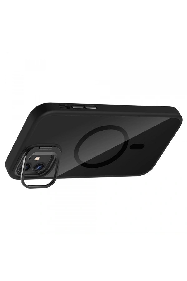 Apple iPhone 11 Kılıf Standlı ve Kamera Lens Hediyeli M-Safe Şarj Özellikli Zore Etro Kapak