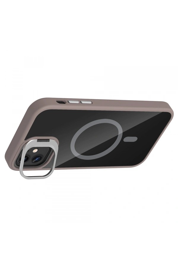 Apple iPhone 11 Kılıf Standlı ve Kamera Lens Hediyeli M-Safe Şarj Özellikli Zore Etro Kapak